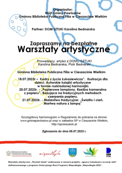 Bezpłatne warsztaty artystyczne w Cieszacinie Wielkim