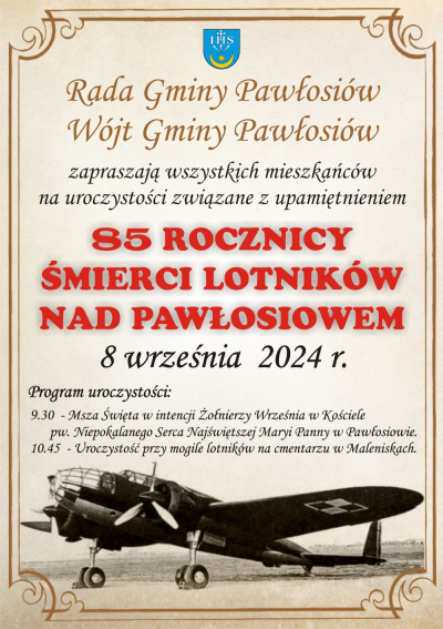 85. rocznica śmierci Lotników nad Pawłosiowem