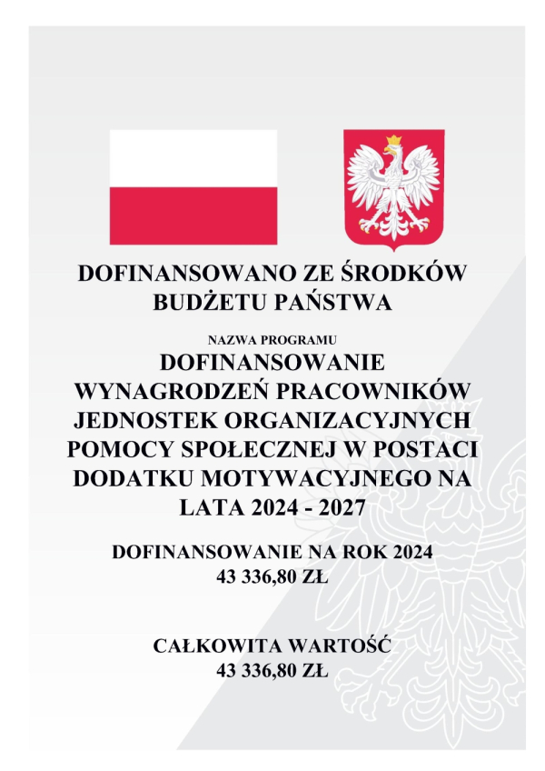 DOFINANSOWANIE WYNAGRODZEŃ PRACOWNIKÓW JEDNOSTEK ORGANIZACYJNYCH POMOCY SPOŁECZNEJ W POSTACI DODATKU MOTYWACYJNEGO NA LATA 2024 - 2027