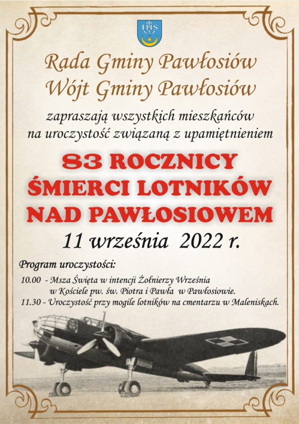 83 rocznica śmierci Lotników nad Pawłosiowem