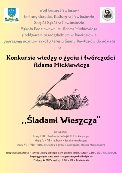 Konkurs wiedzy o życiu i twórczości Adama Mickiewicza