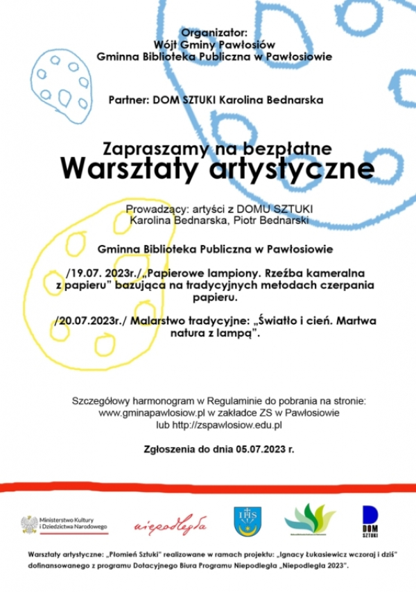 Bezpłatne warsztaty artystyczne w Pawłosiowie